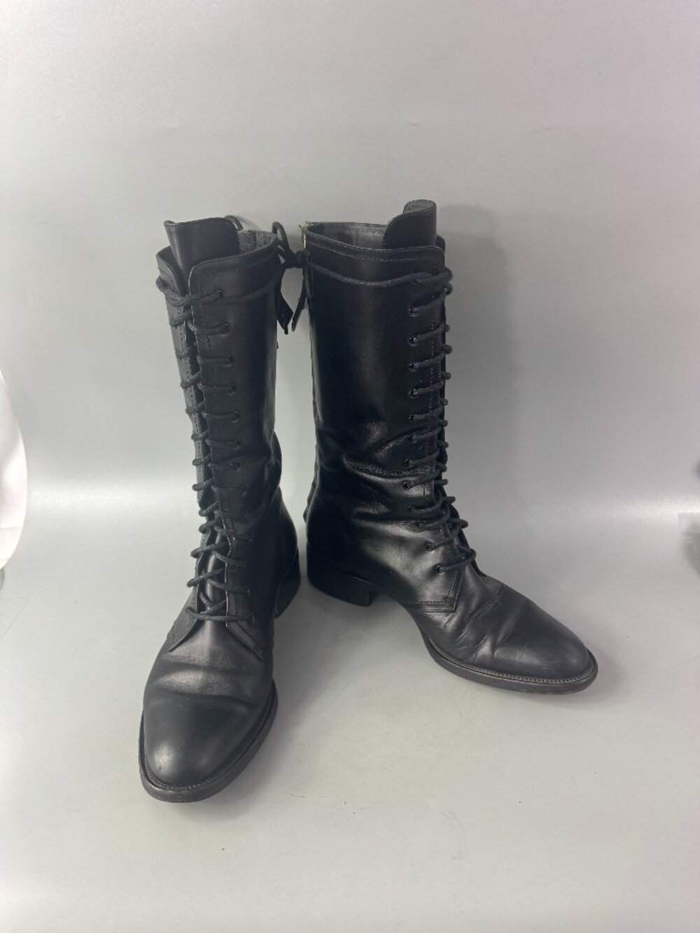Tamara Mellon Black Leather Combat Boots, Size 35
